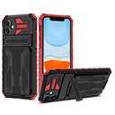 iPhone 13 Pro Max Fashion Phone Cover Case with A Card Slot & Card Holder (i-Crystal) Black+Red