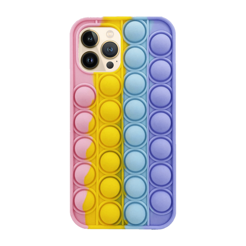 [M0410090016] iPhone 7 Colorful Bubble Soft Rainbow Silicon Pop It Phone Case (SWQ) Bright pink, yellow, blue, purple